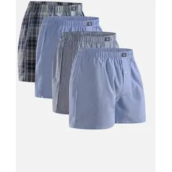 ORGANIC WOVEN BOXERSHORTS - 4-Pack - Blau/Streifen Mix - S