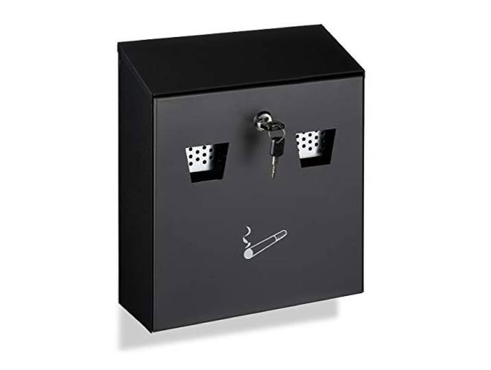 Relaxdays wandasbak voor buiten, met montagemateriaal & sleutel, buitenasbak weerbestendig, capaciteit: 3 L, zwart