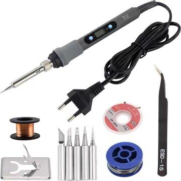Uplift Essentials Digital Soldering Iron Kit With Adjustable Temperature And Display For Electronic Repairs 110v Us Plug 80w Set 3