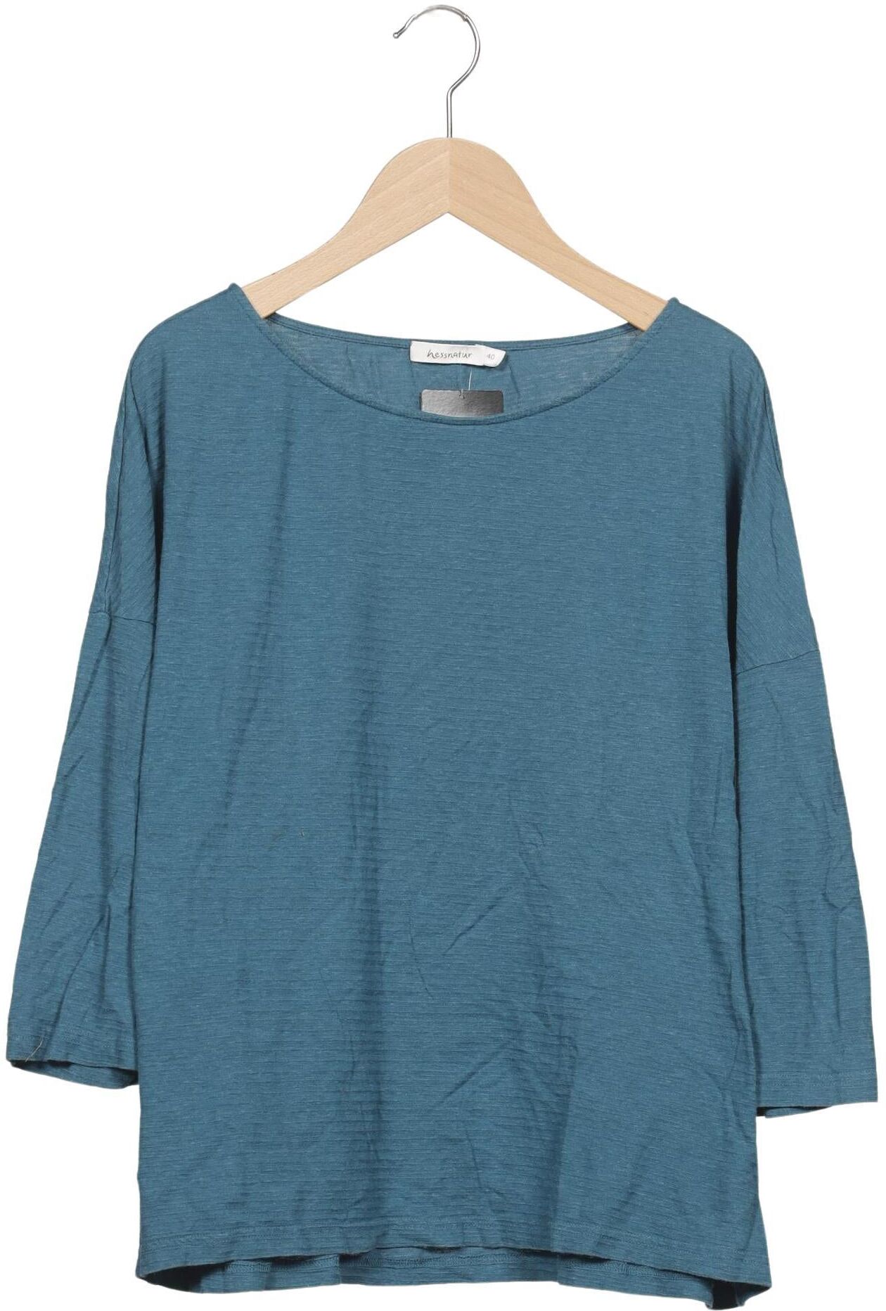 hessnatur Damen Langarmshirt, Türkis, Gr. EU 40, Baumwolle / Hanf - Second Hand