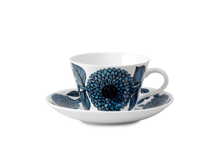 Gustavsbergs Porslinsfabrik Tasse à café évasée Aster bleue tasse à café + soucoupe