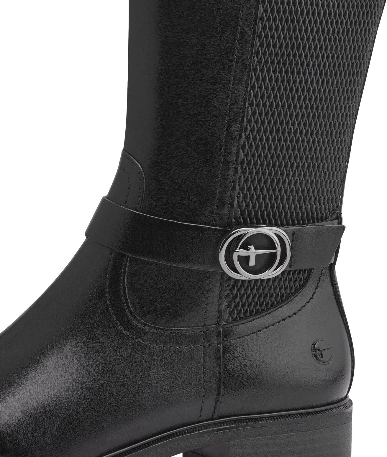Stiefel TAMARIS, Damen, Gr. 38, XS-Schaft, schwarz, Leder, Lederimitat, unifarben, Schuhe Stiefel, Blockabsatz, Langschaftstiefel mit XS-Schaft und Stretchfunktion schwarz 38, XS-Schaft