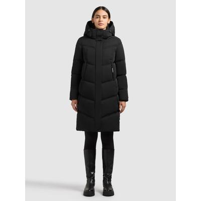 Steppmantel KHUJO "GRAYA3", Damen, Gr. L, schwarz, Web, 88% Polyester, 12% Polyamid, unifarben, regular fit knielang, eingesetzt elastischer Bund mit Windstopper, Mäntel Steppmantel