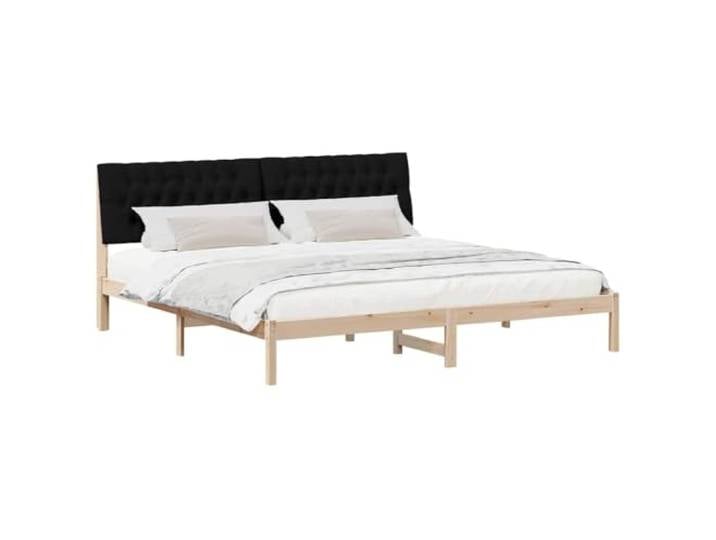 KTHLBRH Plattformbett 200 x 200 cm mit Kopfteil braun Massives Kiefernholz, Lattenrost, Wand-Kopfteil, einfache Montage