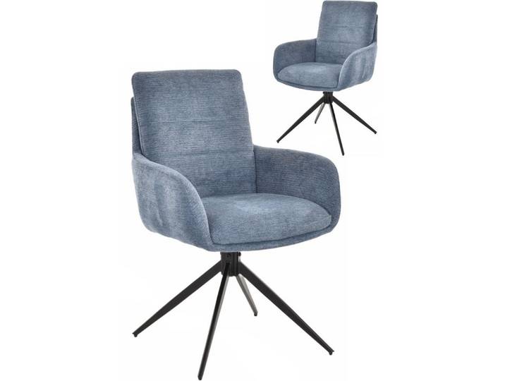 Krines Home Polsterstuhl 2x S Venice Blau (2 St), Esszimmer Drehstuhl Metallgestell Venice