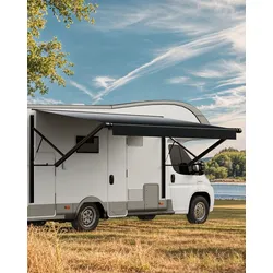 VEVOR Markise für Wohnmobile elektrische wasserdichte Modulmarkise Seitenmarkise (3066 mm) mit Aluminiumlegierungsrahmen, schwarze Außenmarkise mit Farbverlauf, Sonnenschutz für Camping