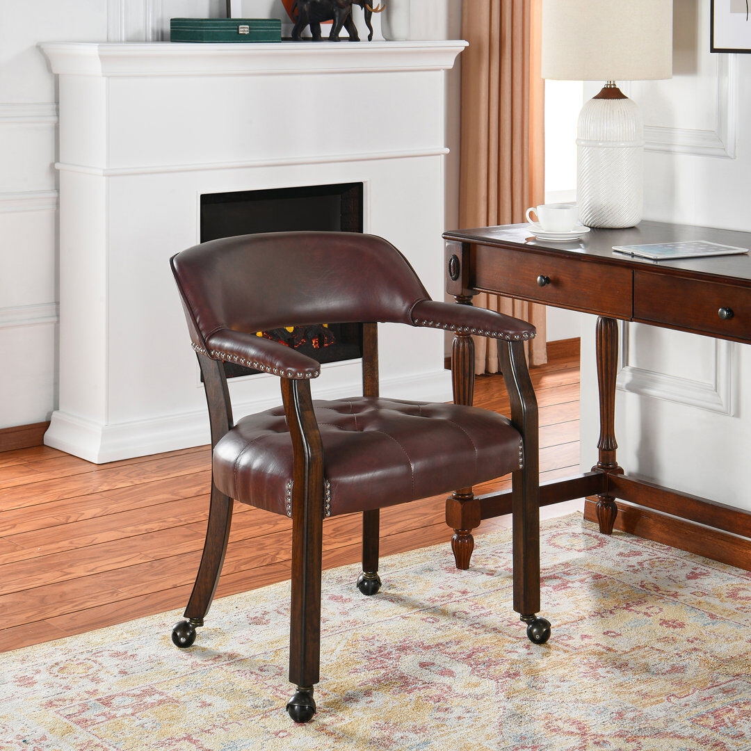 Longshore Tides Blankenship 34 cm H Tufted Queen Anne Back Armchair Wine Red 78cm H X 64cm W X 64cm D