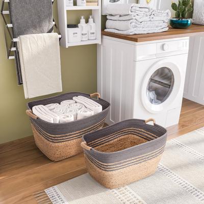 Seville Classics Water Hyacinth Handwoven Rectangular Laundry Hamper