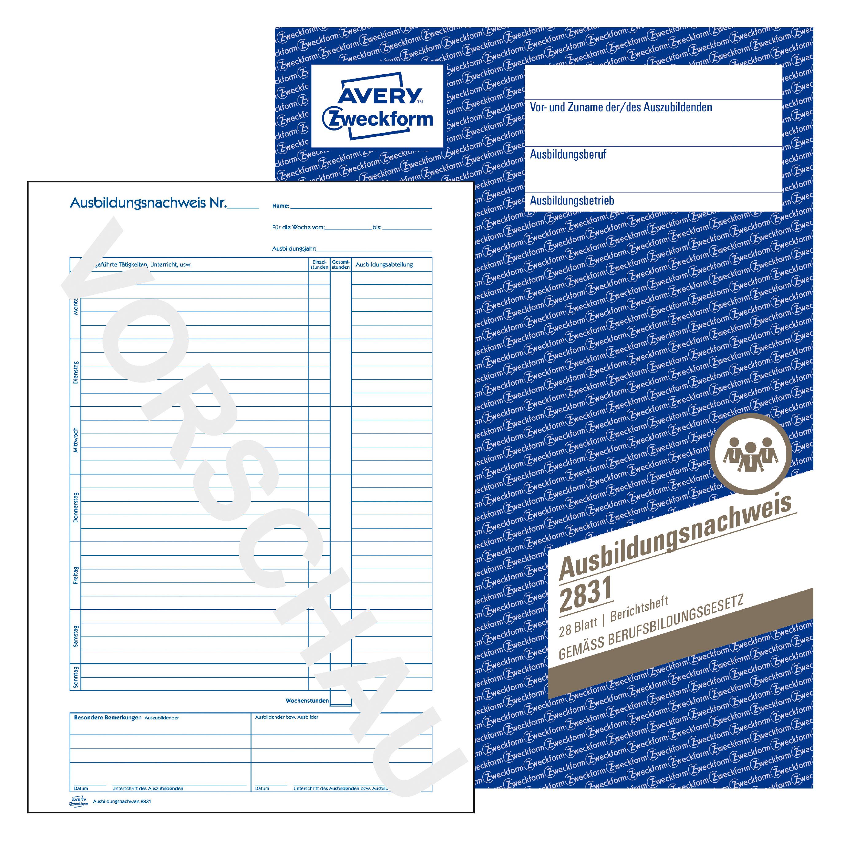 Avery Formularbuch "Ausbildungsnachweis", A4 (2831)