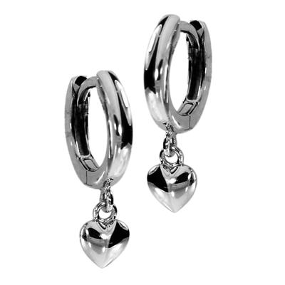Paar Creolen OSTSEE-SCHMUCK "Ostsee-Schmuck Creole kleines Herz Creole kleines Herz", weiß, Ohrringe, Damen, 19 x 5mm, Silber 925 (Sterlingsilber)
