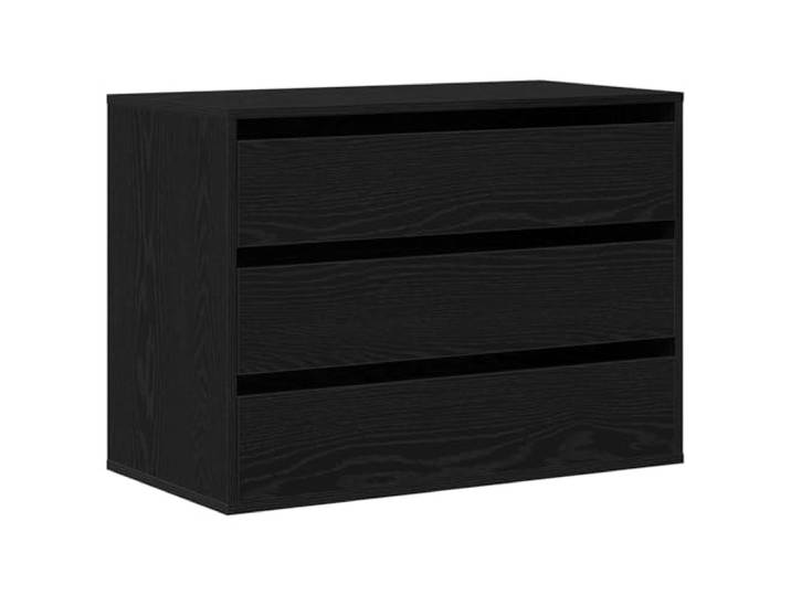 Foknhdi Kommode Schwarz 80 x 41 x 58 cm Holzwerkstoff 3 Schubladen Kompakte Beistellkommode für das Schlafzimmer bietet dreifachen Stauraum und zeitloses Design für moderne Räume.