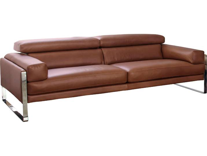 2-Sitzer CALIA ITALIA Romeo, Designsofa der Extraklasse mit tollem Sitzkomfort, Breite 182cm , braun (karma 601 choccolate), B:182cm H:67cm T:105cm, AnilinLEDER Karma gewachst (echtes Rindsleder), Sofas, 2-Sitzer, edle Design Kufenfüsse und edlem Lederbezug
