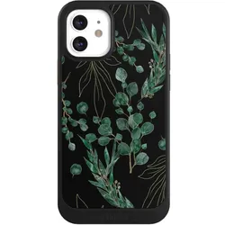 Nivocase Hülle für Apple iPhone 12 Handyhülle NIVOcore Case Schwarz Blätter Natur Eukalyptus (Apple iPhone 12), Smartphone Hülle, Schwarz