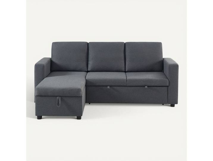 Canapé d'angle convertible méridienne réversible TYLER tissu gris foncé