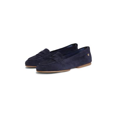 Loafer TOMMY HILFIGER "TH FLEX SUEDE LOAFER BALLERINA", Damen, Gr. 40, Textil, blau (dunkelblau), Veloursleder, Basic, Schuhe Loafer, Schlupfschuh, Slipper, Pennyloafer im Mokassin-Stil