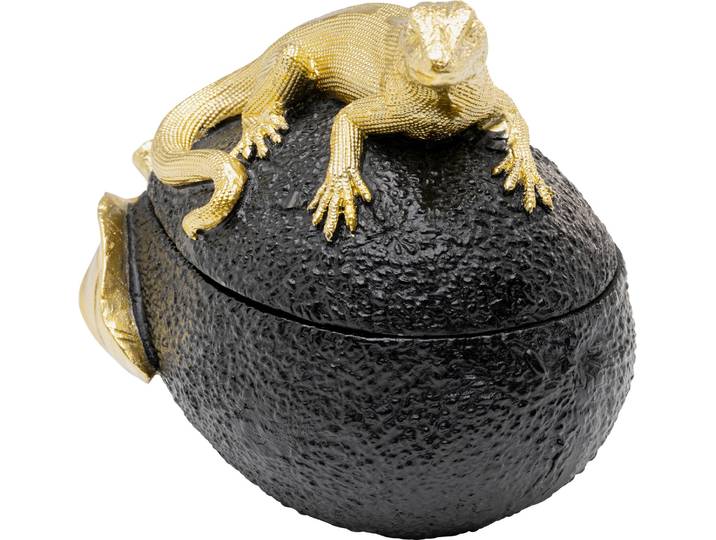 Dose KARE DESIGN Dekodose Avocado Lizard 15cm , schwarz, B:16,5cm H:15cm T:11cm, Polyresin (Kunststein), Aufbewahrungsboxen, Dose, ideal für Schmuck, Schlüssel, Kleingeld, Haargummis u.a. Kleinteile