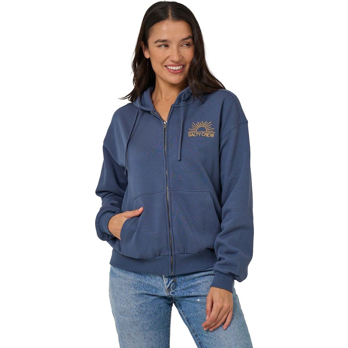 Salty Crew First Place Hooded Zip vintage indigo (VININDG) S 20335511W-VININDG-S