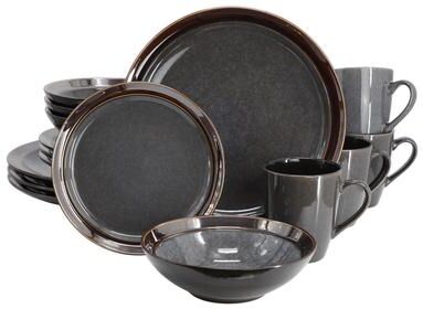 Gibson Elite Priya 16 Piece Stoneware Reactive Glaze Dinnerware Set in Grey