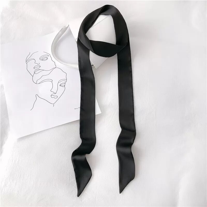 INF Eleganter, schmaler Schal aus 100 % Seide – vielseitiges Accessoire Schwarz