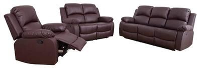 Clihome Brown Semi PU Synthetic Leather 3-Piece Couch Living Room Sofa Set
