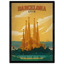 POSTER Barcelona Vintage A3 Schwarzer Rahmen