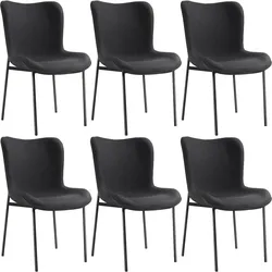 tectake Polsterstuhl Tessa - 6er Set Webstoff schwarz/schwarz