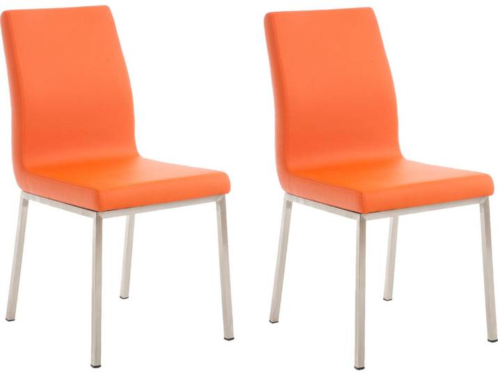 CLP 2er Set Esszimmerstühle Colmar Edelstahlgestell grau