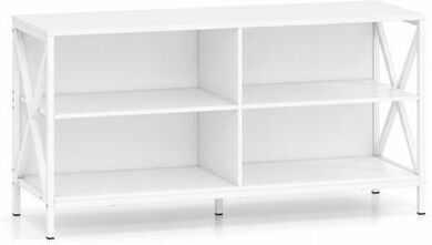 Costway Wooden TV Stand Entertainment for TVs up to 55 Inch with X-Shaped Frame-White