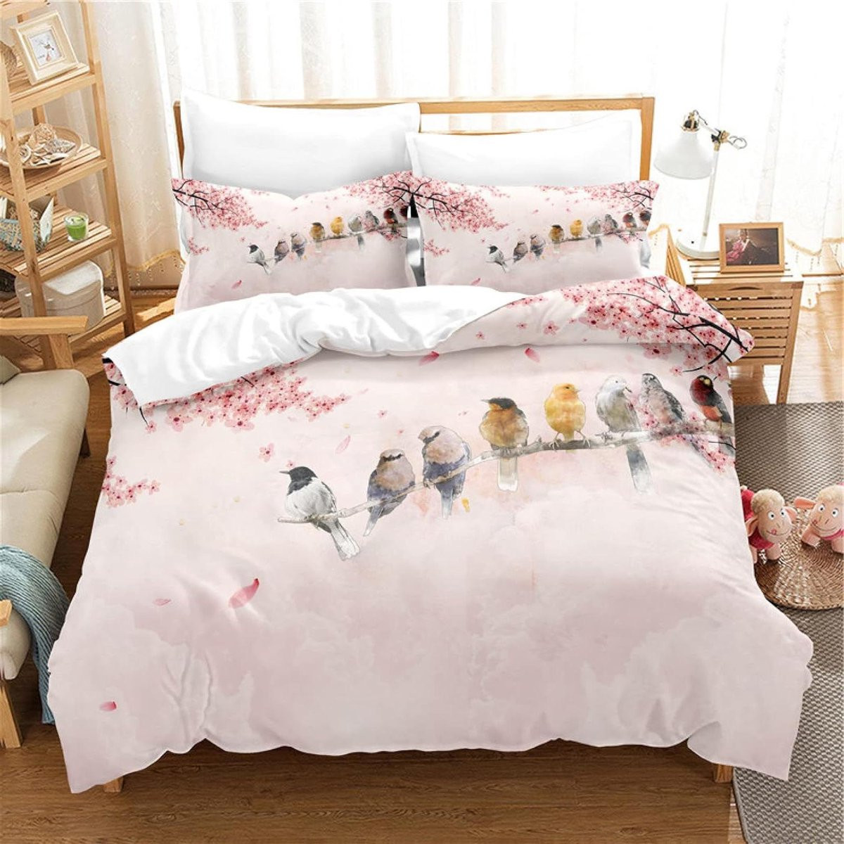 Roze dekbedovertrek set met slopen, 140x200 cm