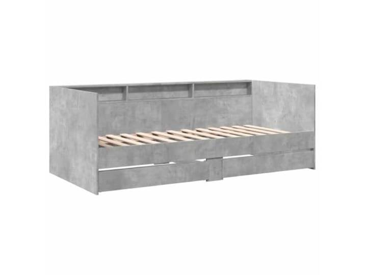 KTHLBRH Schlafsofa mit Schubladen ohne Matratze 100 x 200 cm Zementgrau, Sperrholz, 2 Schubladen auf Rollen, Gestell mit Lattenrost