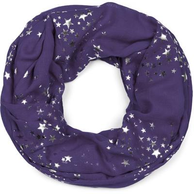 Loop STYLEBREAKER "Loop Schal mit Metallic Sterne Print", Damen, lila (indigo blau), Viskose, Modisch, Modetücher Loop