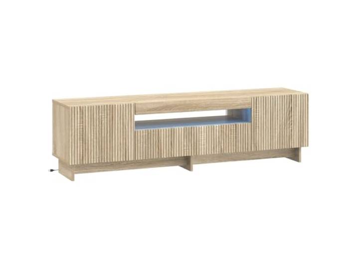 GKHPYURE TV-Schrank mit LED, Sonoma-Eiche, Holz Engineered Holz feuchtigkeitsbeständig LED-Leuchten 90° reversible Türen Platzsparendes Design Modern Stil