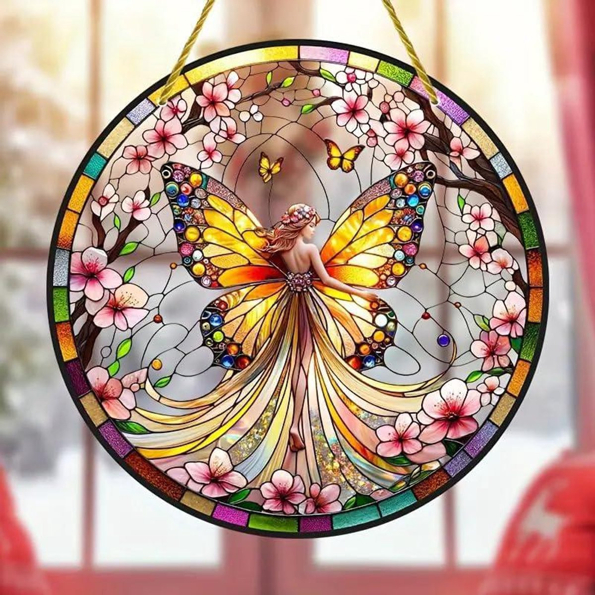 Vlinder Fee Gebeitste Ramen Zonnevanger - Acryl Suncatcher Bloem Ornament voor Raamdecoratie en Muurdecoratie