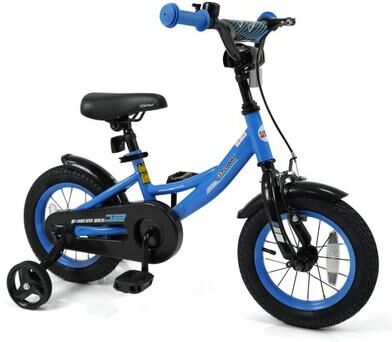 Costway 12/14/16/18 Inches Kids Bike with Removable Training Wheels and Adjustable Seatfor 3-8 Years Old Navy-12 inches