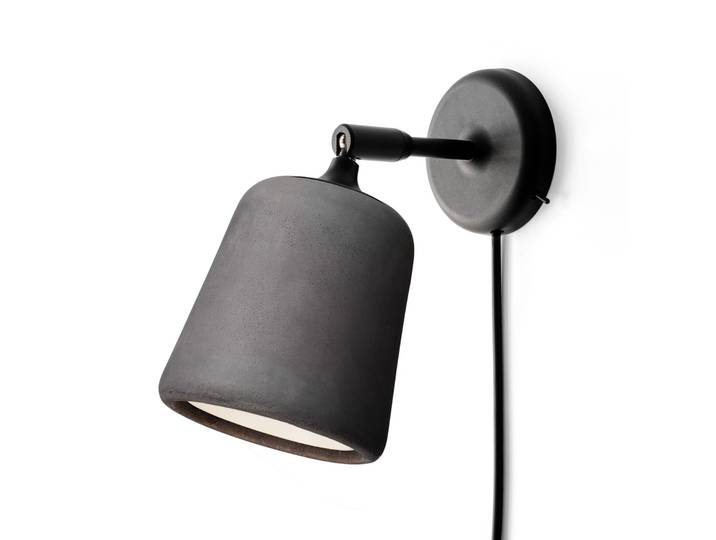 Material Wandleuchte Dark Grey Concrete - New Works Material The Originals - Wohnzimmer - Design - Stein - Einflammig