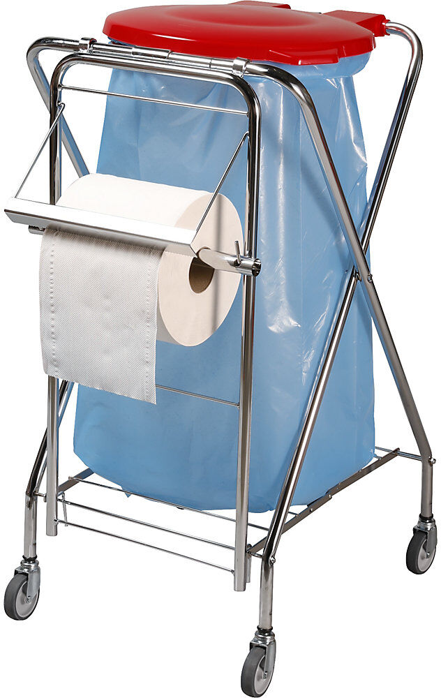 kaiserkraft Hygiene-Müllsackständer, für Volumen 120 l, Halterrahmen rund, rot, Höhe 1020 mm
