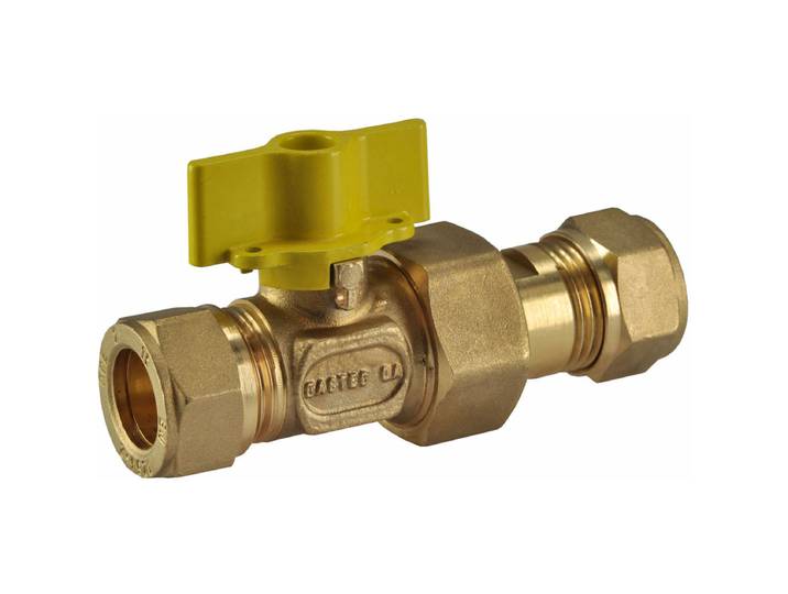 Riko Gaskogelkraan - Messing - Gastec - 15mm knel x 15mm knel