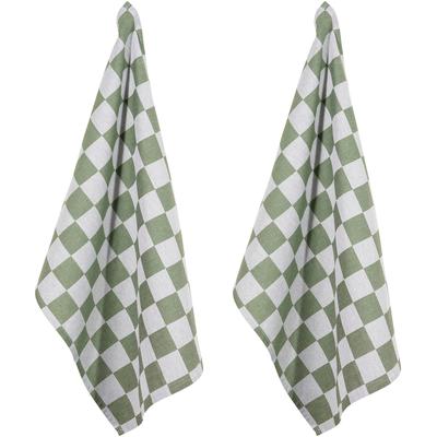 Geschirrtuch PAD "CHESS", grün, B:50cm H:1cm L:70cm, 100% Baumwolle, Geschirrtücher, Geschirrtuch, 100% Baumwolle, 50x70 cm, modernes Karo Design