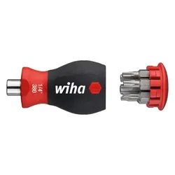 Wiha 3801-03 Stubby 1/4z Schraubendreher mit Bit Magazin magnetisch 33743