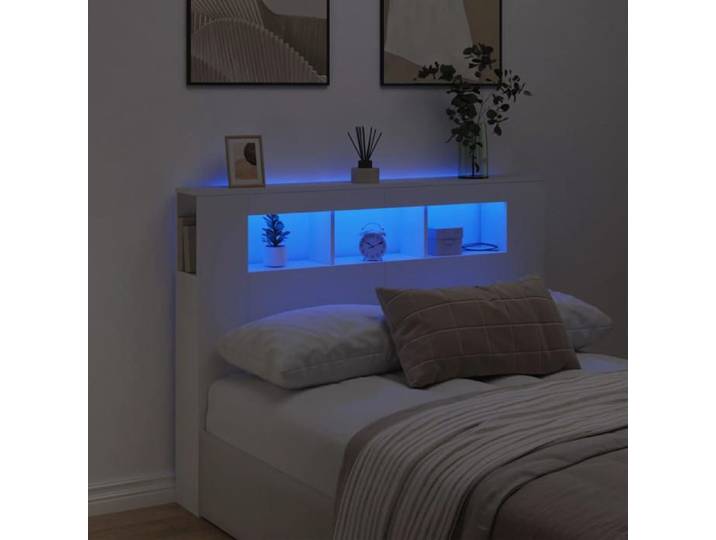 Tête de Lit à LED Tête de Cadre de Lit Accessoire de Lit Double Meuble de Chambre à Coucher Maison Intérieur 837344