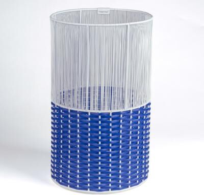 happimess Harper Modern 4.13-Gallon 2-Tone Faux Wicker Cylinder Waste Basket