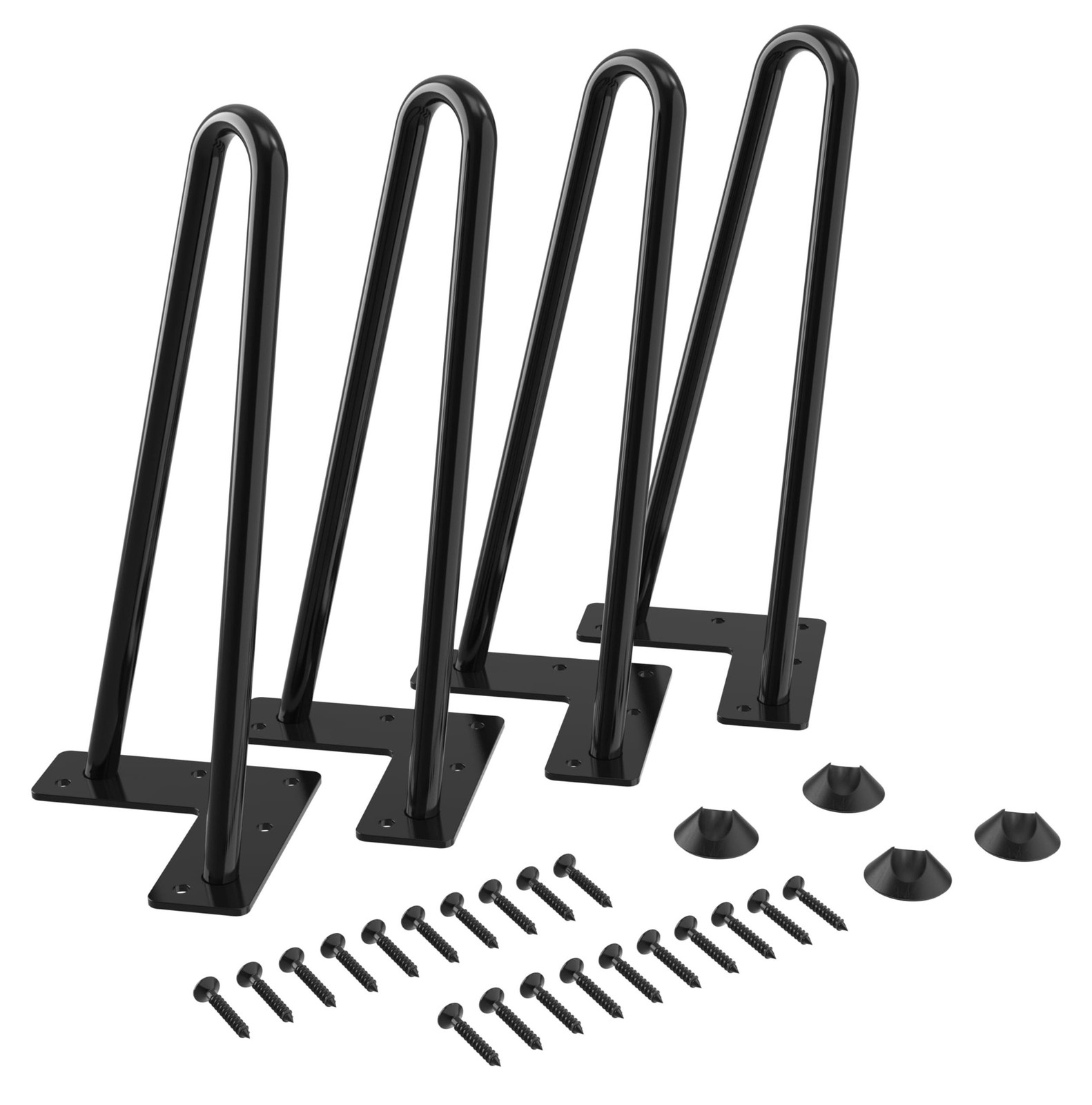 Set van 4 zwarte haarspeld tafelpoten van 23 cm