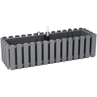 Balkonkasten PROSPERPLAST "Boardee Fence W", grau (steingrau), B:58cm H:16,2cm T:18cm, Kunststoff, Pflanzgefäße, BxTxH: 58x18x16,2 cm, Inkl. Bewässerungsset und Metallhaken