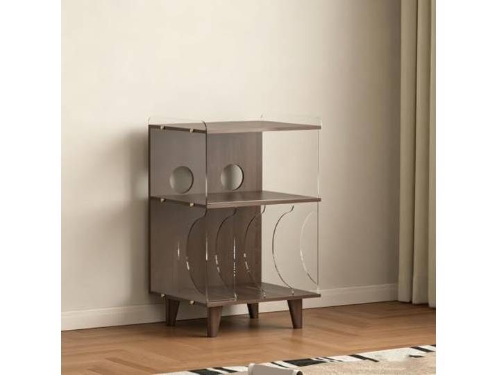 Moderner Audio-Schrank, Offener Plattenspielerständer mit Acrylregalen Großzügige Plattenspielerfläche, Einfache Mehrstufige Organisation, Musikzimmer, DJ / Theater