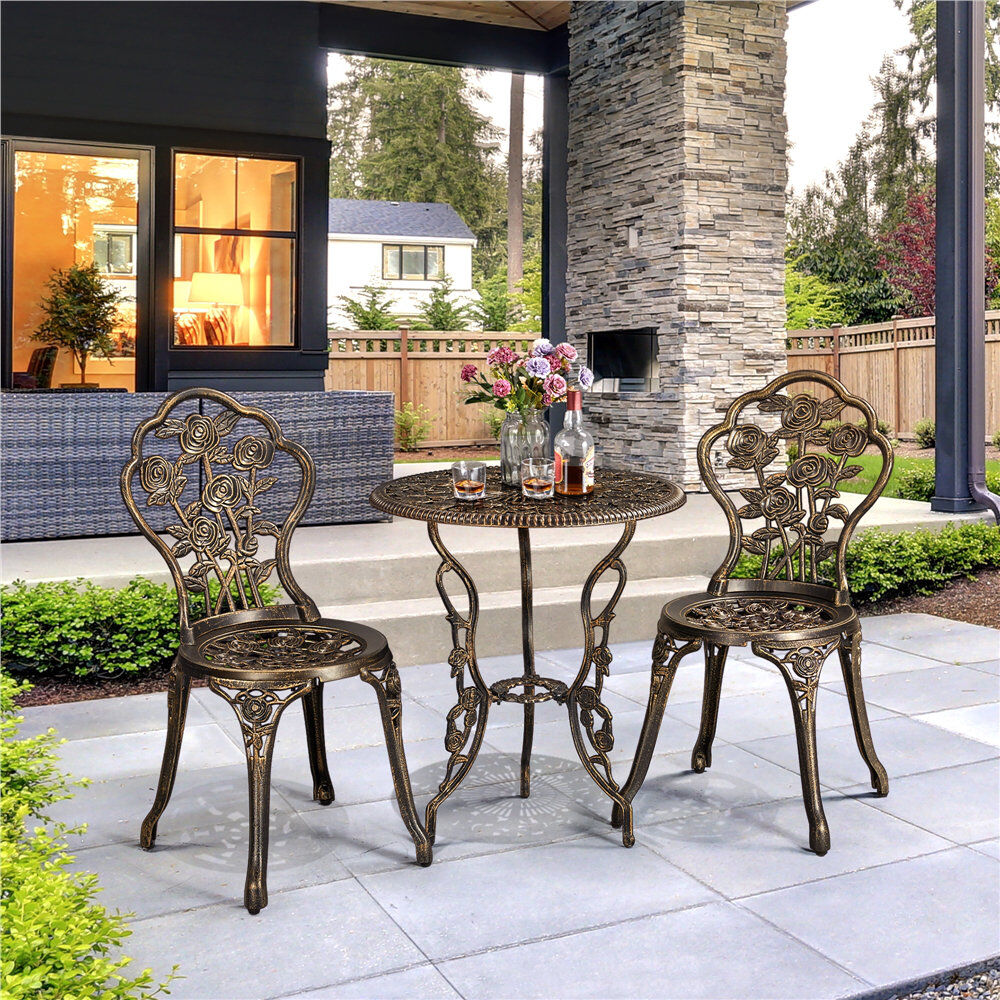 Yaheetech 2 - Person Patio Dining Set with Round Table Bronze 2