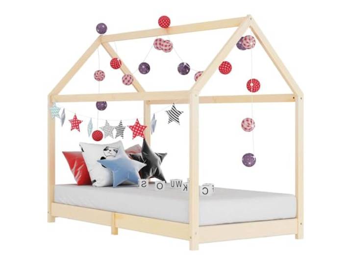 ZXQVLMRS Kinder-Bettgestell, Baumhaus-Stil, Kiefer, 90 x 200 cm, Braun Massivholz-Konstruktion, Inklusive Lattenrost, Für Spielzimmer