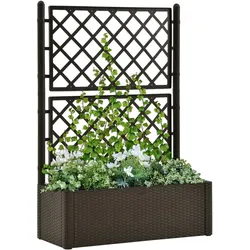 vidaXL Garten-Hochbeet mit Spalier und Selbstbewässerungssystem Mokka