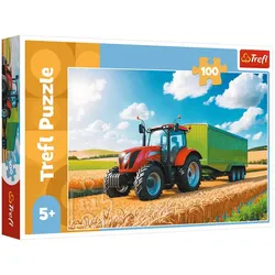 Puzzle 100 - Landmaschinen - Traktor mit Anhänger Trefl 16494