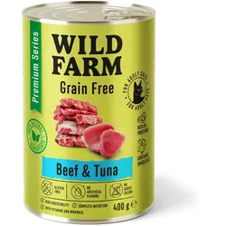 WILD FARM Premium getreidefreies Rindfleisch und Thunfisch 400g - getreidefreies Katzenfutter
