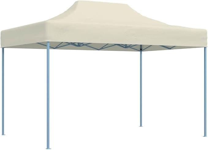Pavillon Zelt Profi-Partyzelt Faltbar 3x4 m Stahl Creme, Gartenpavillon Stabil Gartenzelt für Strand Hochzeit Camping